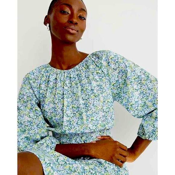 J Crew Palermo Smocked Waist Mini Dress in Liberty® Thorpe Hill Fabric NWT - Picture 3 of 11